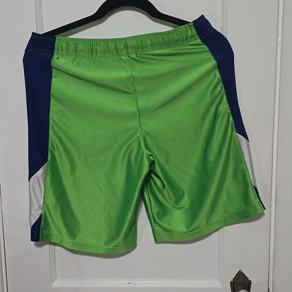 Nike. Mens Green, blue and white shorts. Size S. They have a tie inside. - Picture 2 of 5